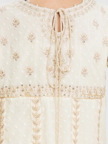 Girl's Cream Pishwas - EGTPLE23-22223SD